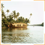 India, Kerala, houseboat on the Backwaters